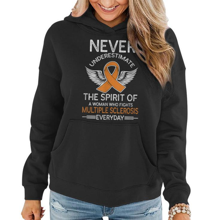 Never Underestimate Retro A Woman Fights Multiple Sclerosis Women Hoodie