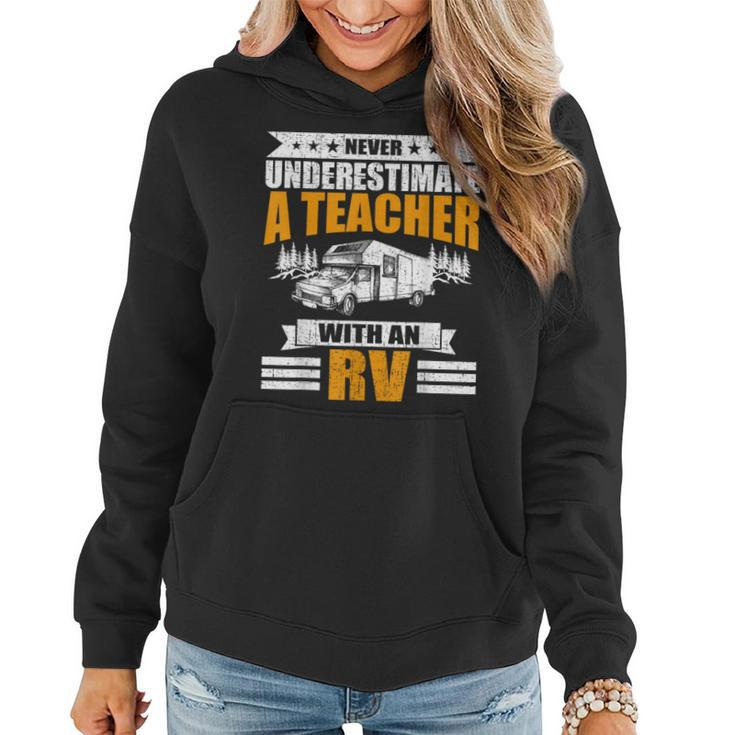 Never Underestimate A Teacher With An Rv Camping Women Hoodie