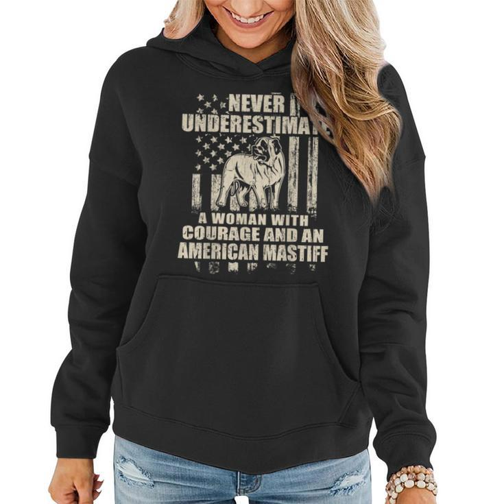Never Underestimate Woman And An American Mastiff Usa Flag Women Hoodie
