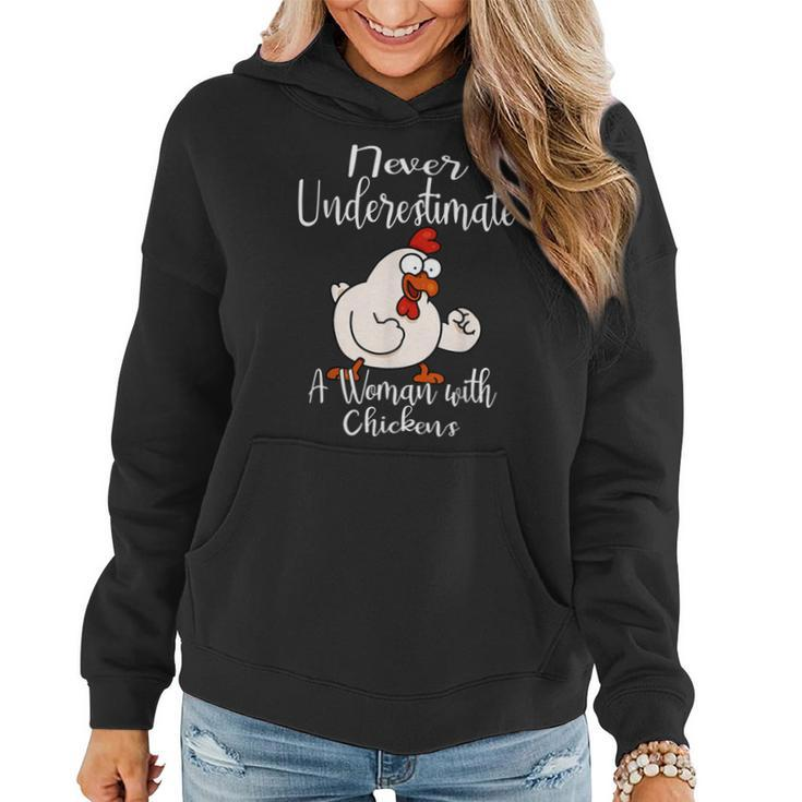 Never Underestimate A Woman With Chickens Farmer Chicken Women Hoodie