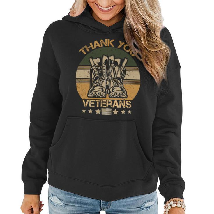 Veteran Vets Thank You Veterans Combat Boots Veteran Day American Flag 2 Veterans Women Hoodie