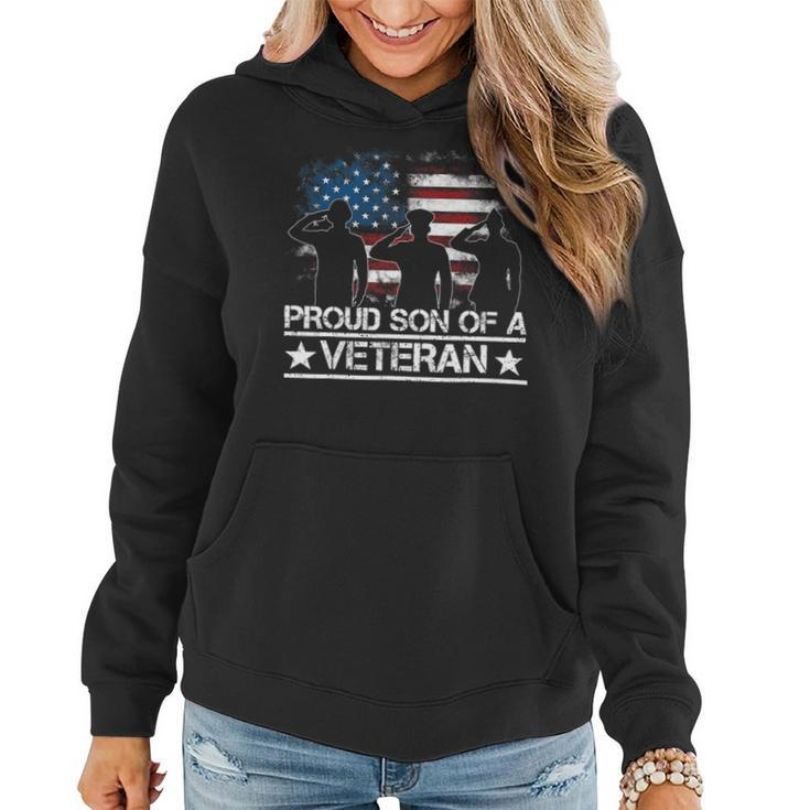 Veteran Vets Usa United States Military Family Proud Son Of A Veterans Women Hoodie