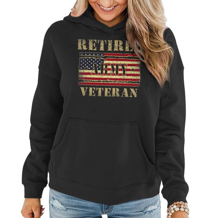 Veteran Vets Vintage American Flag Shirt Retired Army Veteran Day Gift Veterans Women Hoodie