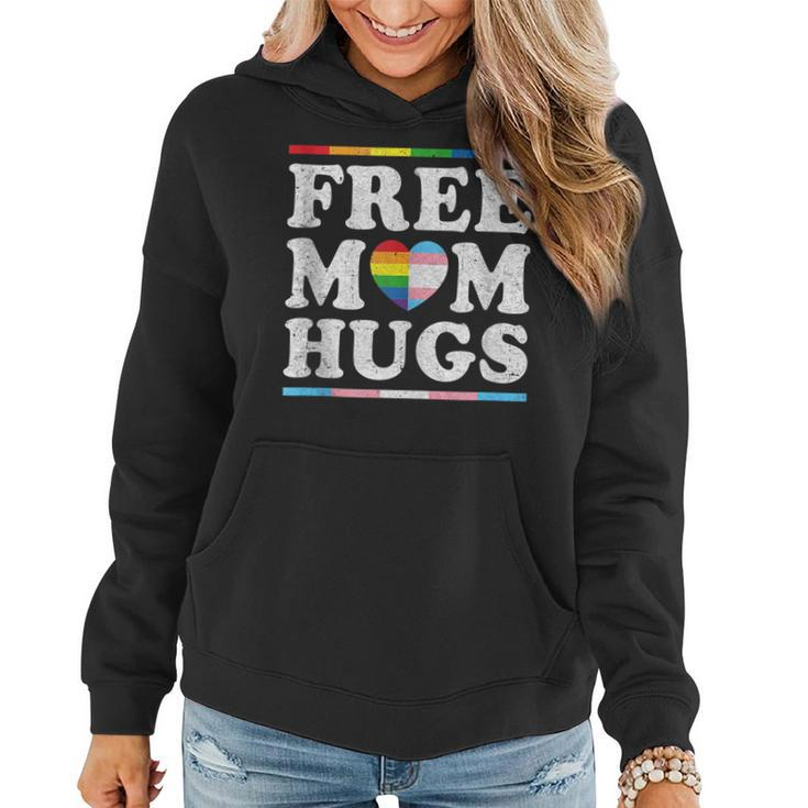 Vintage Free Mom Hugs Rainbow Heart Lgbt Pride Month  Women Hoodie