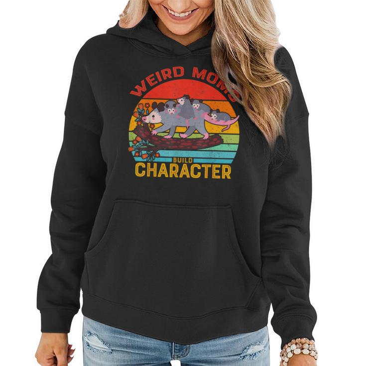 Vintage Weird Moms Build Character Opossum Mom Mothers Day  Women Hoodie