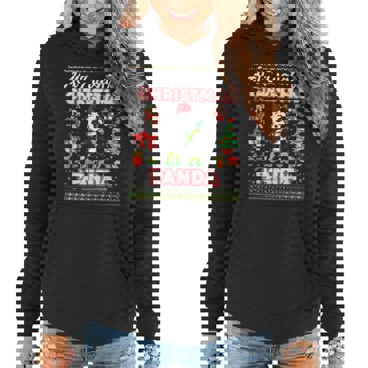 All I Want For Christmas Is A Panda Ugly Sweater Farmer Xmas Women Hoodie
