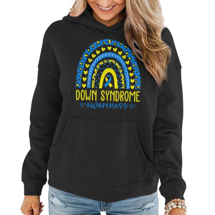 We Wear Blue And Yellow Down Syndrome Awareness Rainbow Women Hoodie