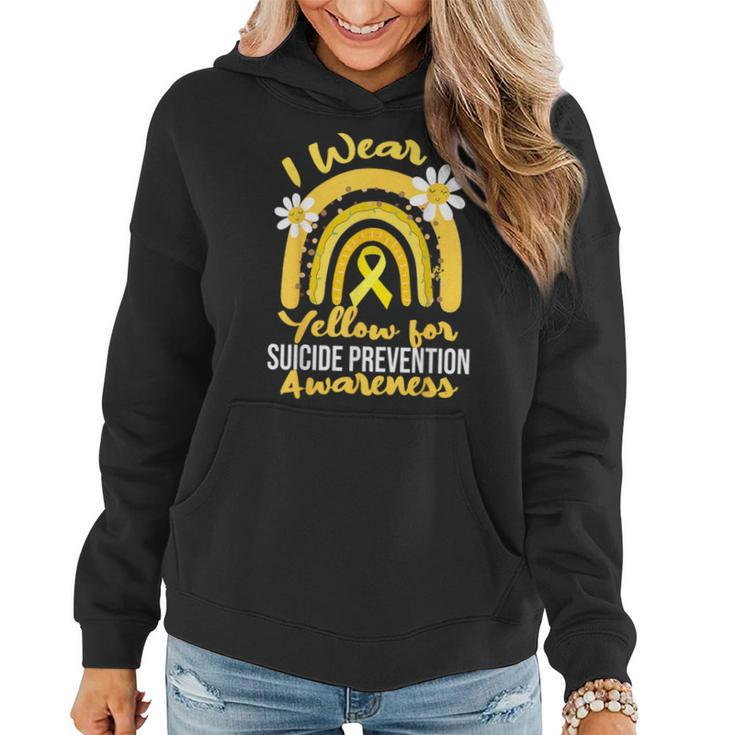 Wear Yellow For Suicide Prevention Awareness Ribbon Rainbow Women Hoodie