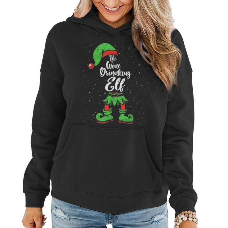 Wine Drinking Elf Matching Family Christmas Pajama Costume Women Hoodie