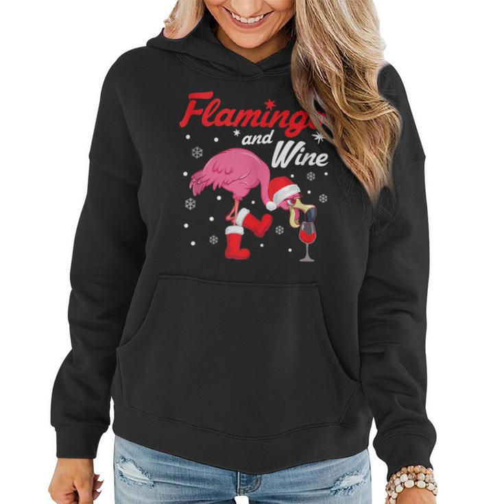 Wine Drinking Flamingo Christmas Women Hoodie