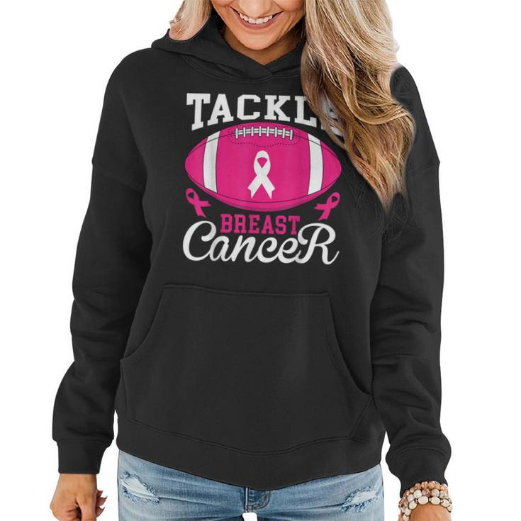 Woman Tackle Football Pink Ribbon Breast Cancer Awareness Women Hoodie