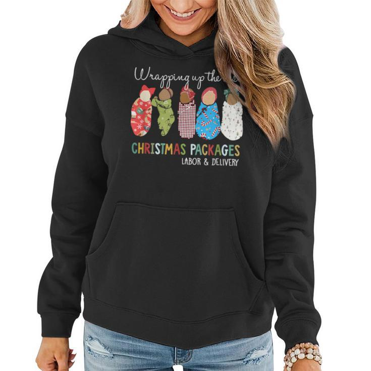 Wrapping Up The Best Christmas Packages Labor Delivery Nurse Women Hoodie
