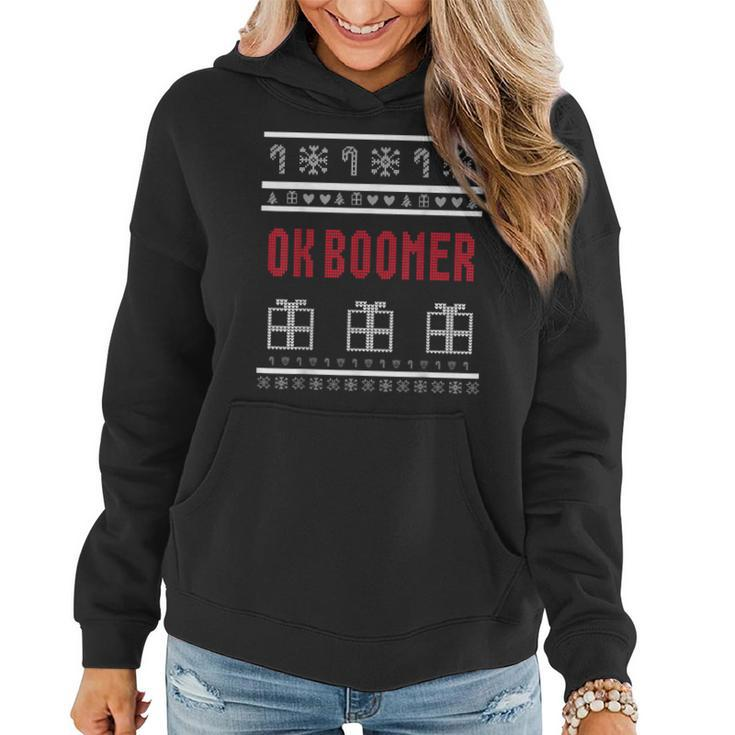 Xmas Ok Boomer Ugly Christmas Sweater Women Hoodie