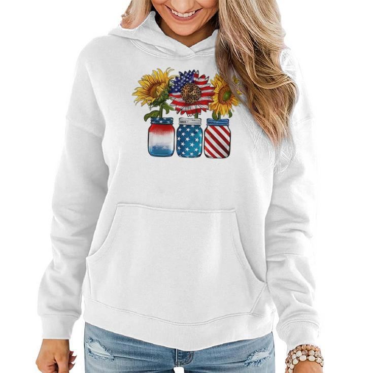 America Sunflower Usa Flag Flower T For American 4Th Of July  Women Hoodie