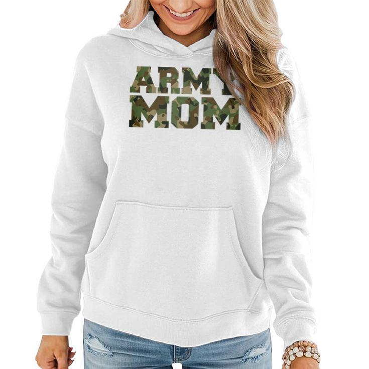 Army Mom Distressed Font With Army Pattern Mom Of Us Army Women Hoodie