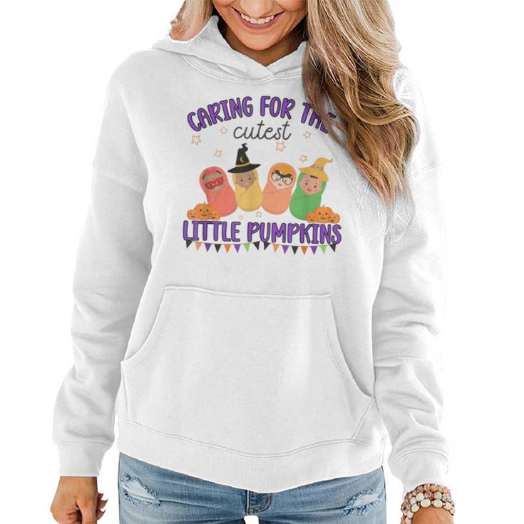 Caring For The Cutest Little Pumpkins Mother Baby Halloween Women Hoodie