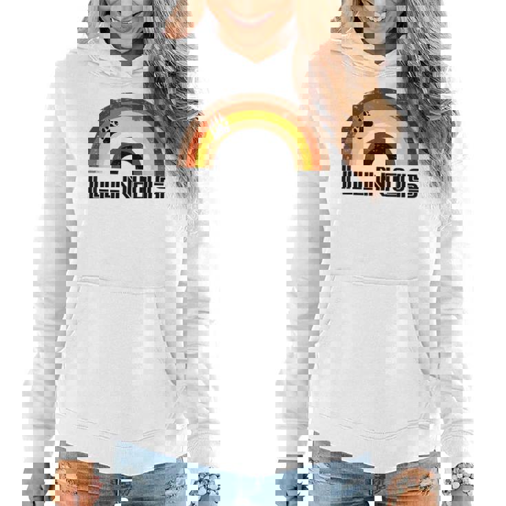 Gay Bear Illinois Rainbow Pride Vintage Distressed Women Hoodie