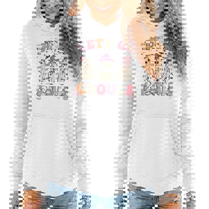Lets Go Ghouls Retro Halloween Ghost Toddler Girl Women Hoodie