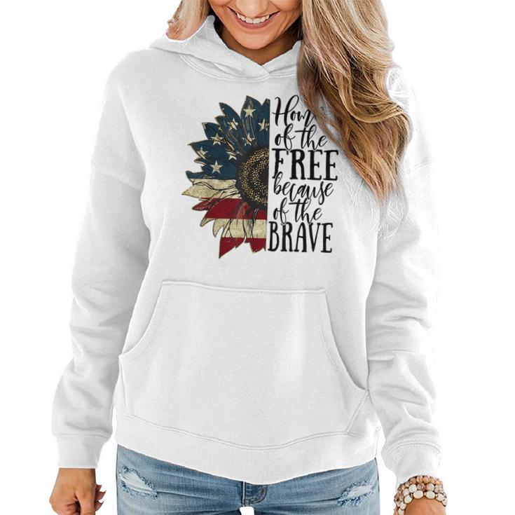 Home Of The Free Because Of The Brave American Sunflower  Women Hoodie