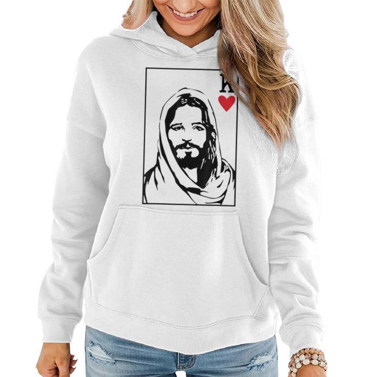 Jesus Is King Jesus King Of Hearts Card Christian Men Women  Women Hoodie