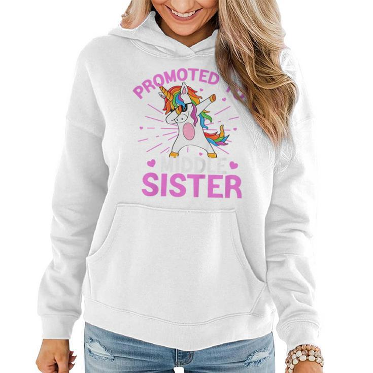 Kids Promoted To Middle Sister Unicorn Baby Announcement Toddler  Women Hoodie
