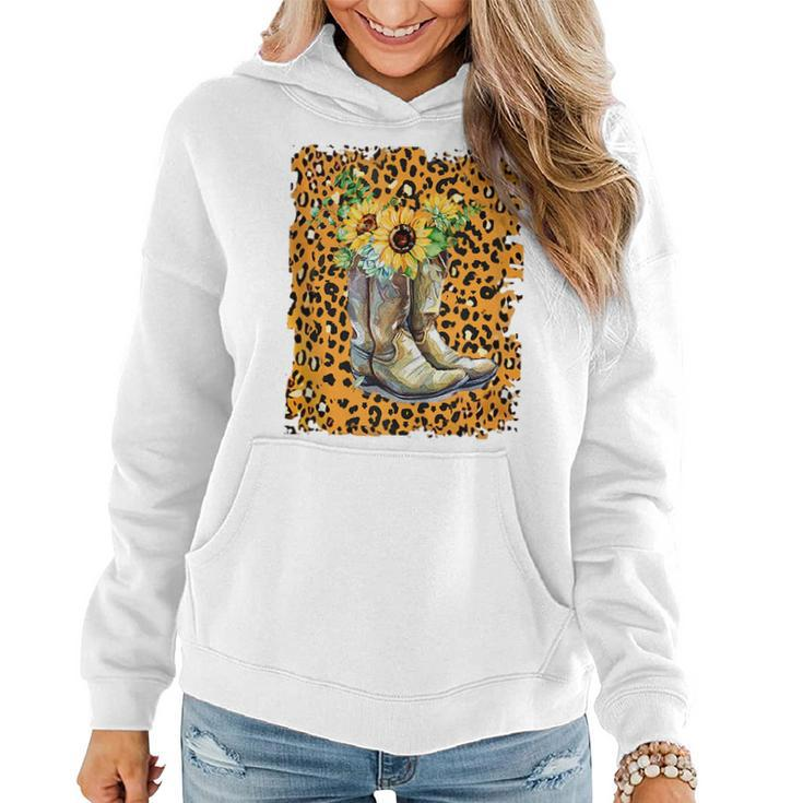 Leopard Sunflower Cowgirl Boot For Cowgirl Country Girl  Women Hoodie