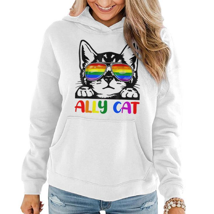Lgbt Gay Ally Cat Be Kind Rainbow Pride Flag Men Women Gift  Women Hoodie