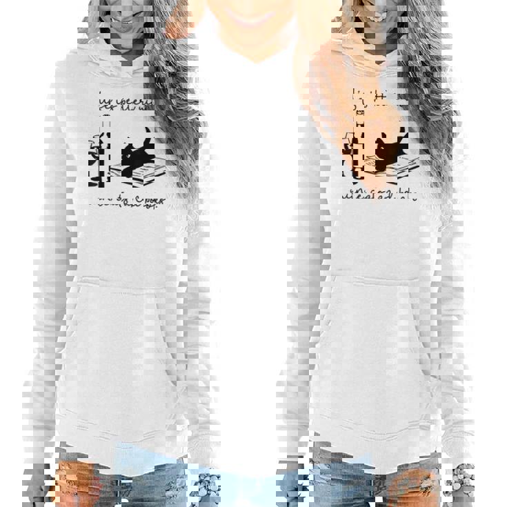 Life Is Better With Wine Cats And Books Black Cat Women Hoodie