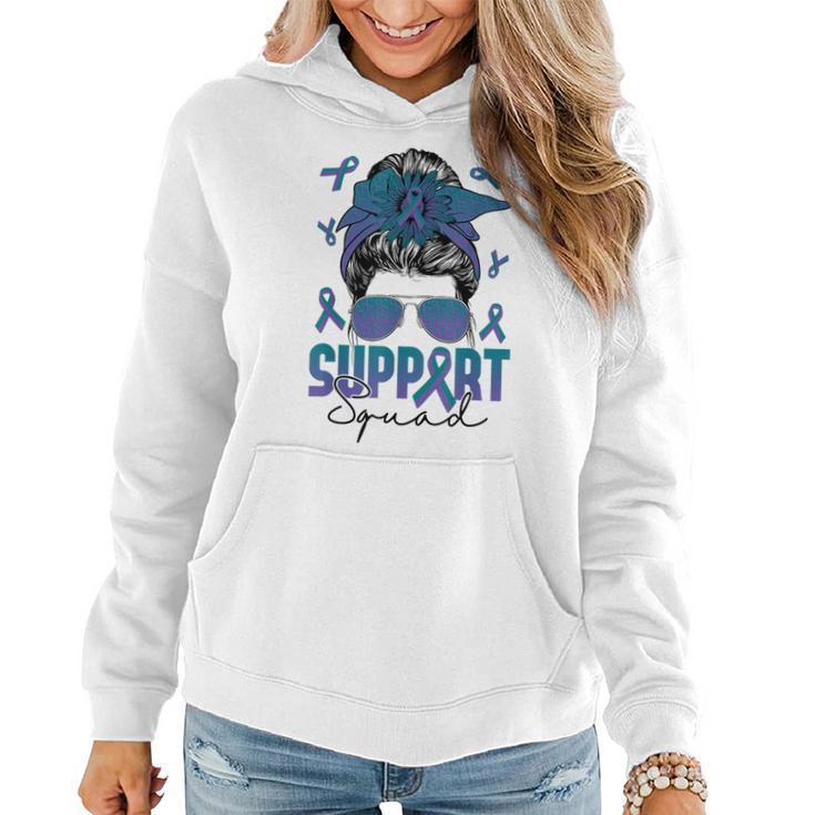 Messy Bun Woman Support Squad Anal Cancer Awareness Women Women Hoodie