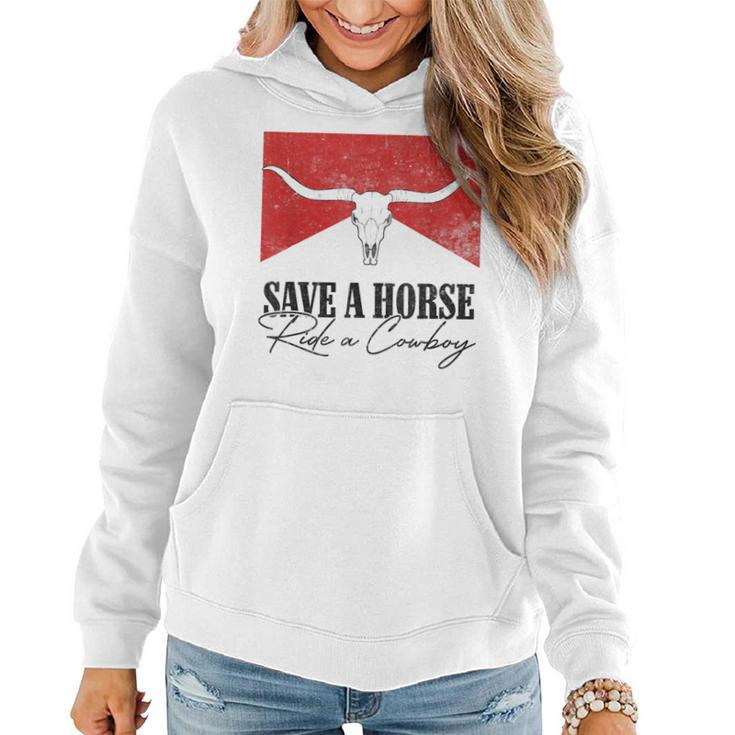 Retro Bull Skull Western Country Save A Horse Ride A Cowboy  Women Hoodie