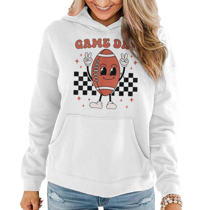 Retro Groovy Game Day American Football Players Fans Outfit Women Hoodie