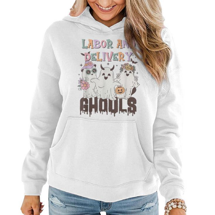 Retro Labor And Delivery Nurse Halloween Ghouls Women Hoodie