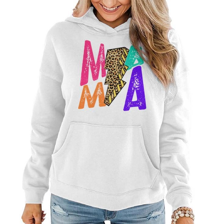 Retro Leopard Mama Lightning Bolt Western Country Bad Moms   Gifts For Mama Funny Gifts Women Hoodie