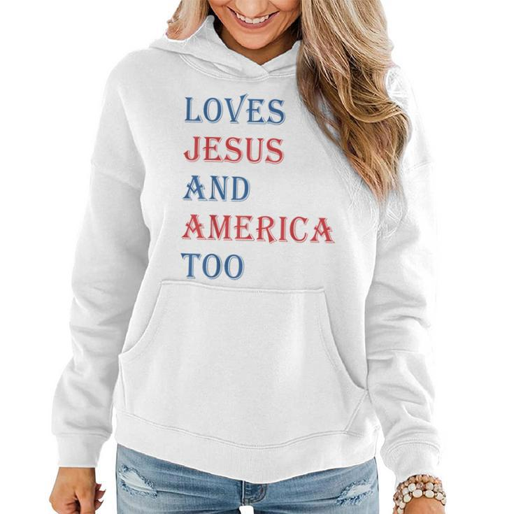Retro Loves Jesus And America Too 4Th Of July Toddler Kids  Women Hoodie