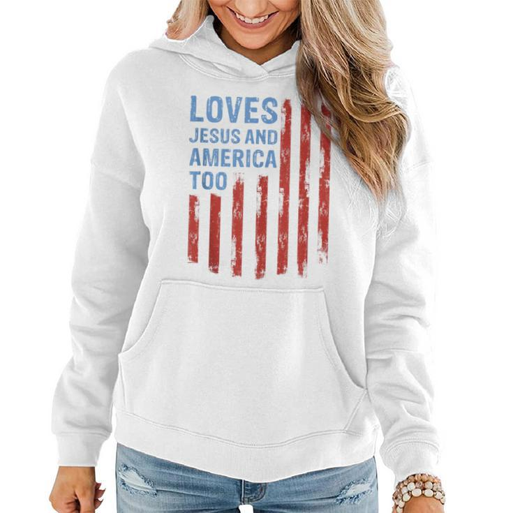 Sunflower Loves Jesus And America Too Christian 4Th Of July Women Hoodie