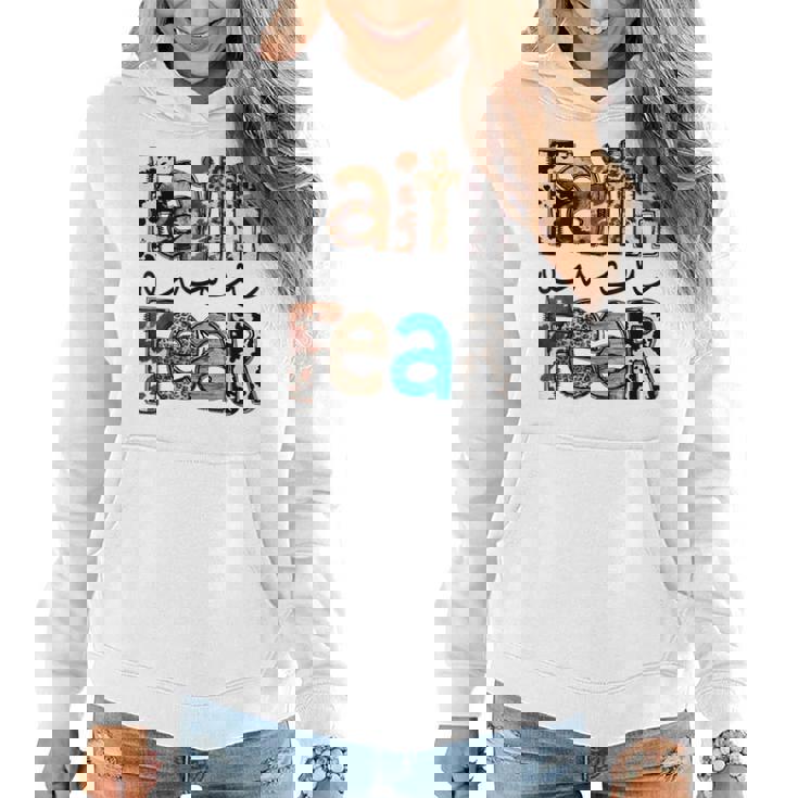 Western Cowhide Leopard Jesus Christian Faith Over Fear  Faith Funny Gifts Women Hoodie