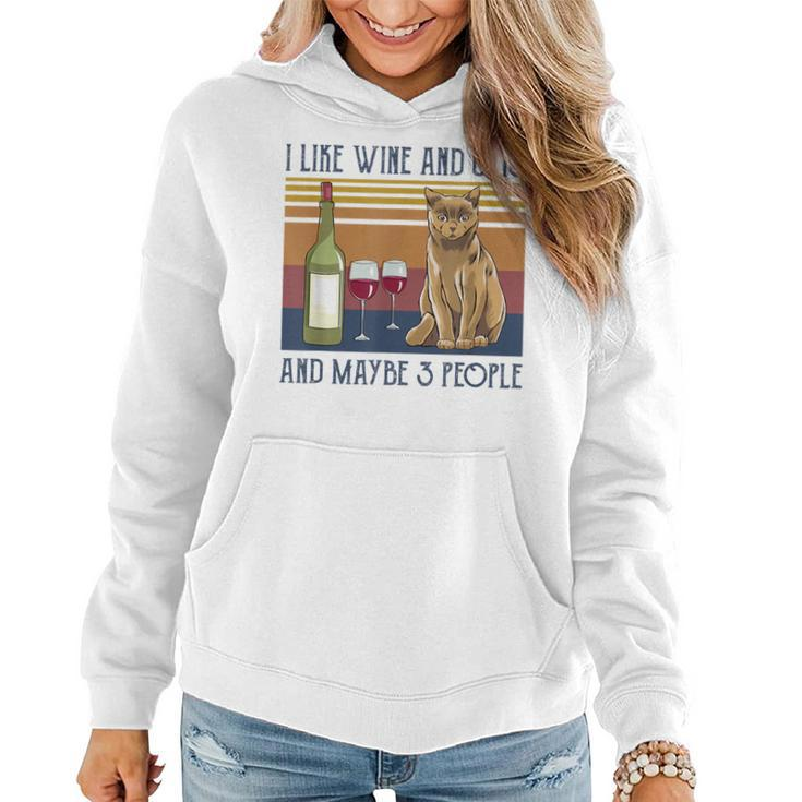 I Like Wine And Cats And Maybe 3 People  Women Hoodie