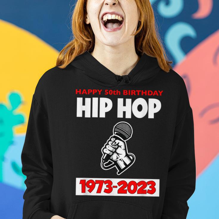 50 Years Hip Hop 50Th Anniversary Retro Mic Women Hoodie Gifts for Her