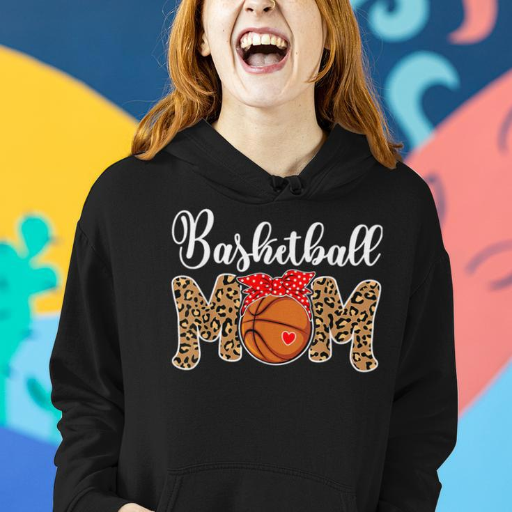 Basketball Mom Leopard Messy Bun Game Day Women Hoodie Gifts for Her