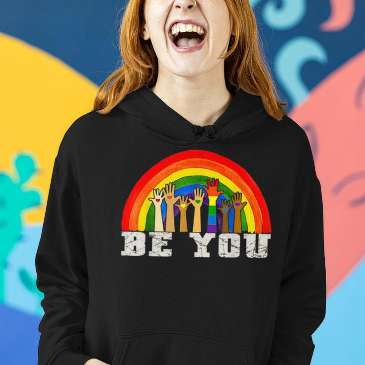 Be You Gay Pride Lgbt Ally Rainbow Vintage Pride Lgbtq Women Hoodie Gifts for Her