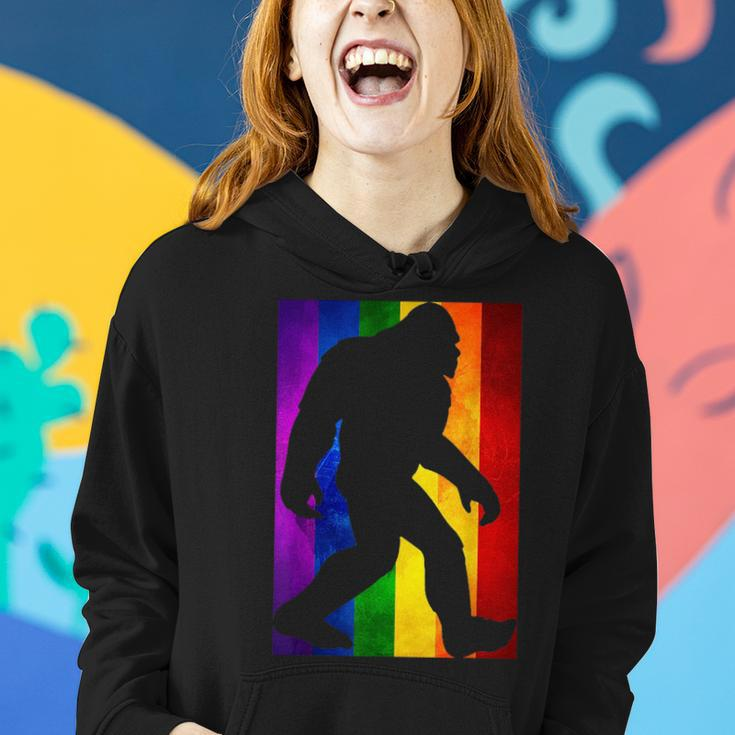 Bigfoot Rainbow Flag Gay Pride Month Lgbtq Gift | Sasquatch Women Hoodie Gifts for Her