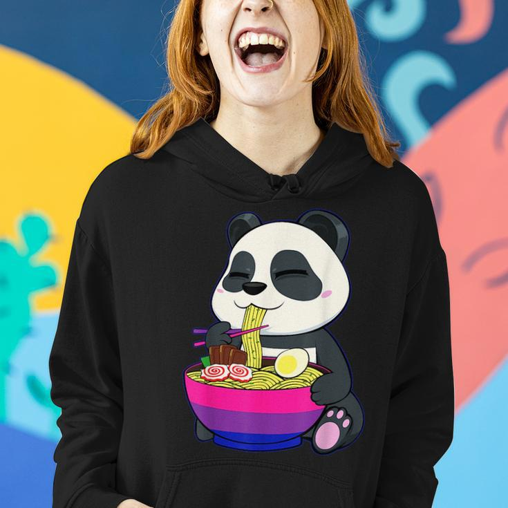 Bisexual Panda Eating Ramen Lgbt-Q Cute Subtle Bi Pride Flag Women Hoodie Gifts for Her