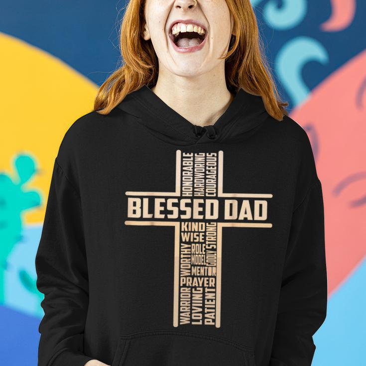 Blessed Dad Fathers Day Cross Christian Papa Pop Husband Women Hoodie Gifts for Her