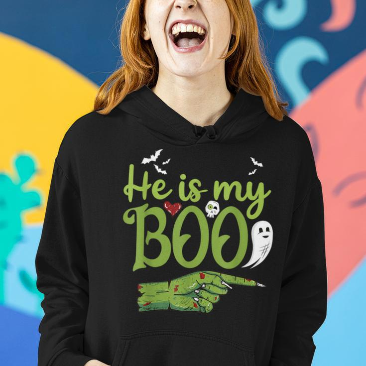 He Is My Boo Halloween Costume Zombie Matching Couple Women Hoodie Gifts for Her
