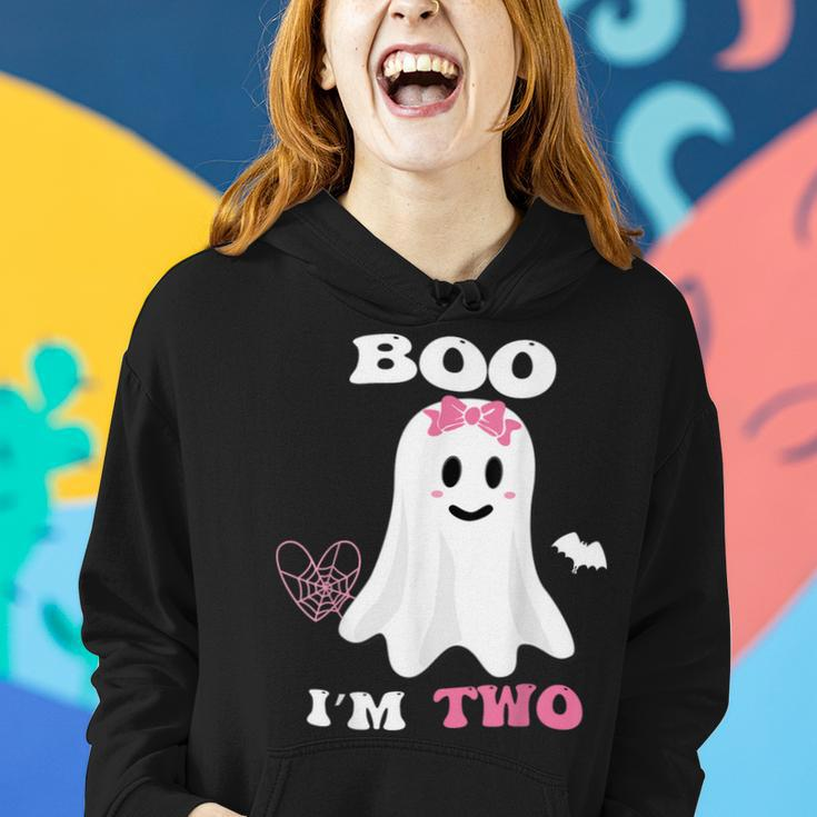 Boo I'm Two Ghost Second 2Nd Birthday Groovy Halloween Girls Women Hoodie Gifts for Her