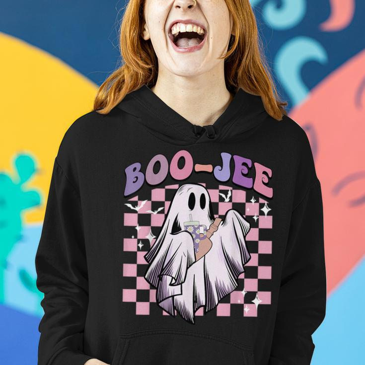 Boo Jee Ghost Groovy Happy Halloween Spooky Season Women Hoodie Gifts for Her