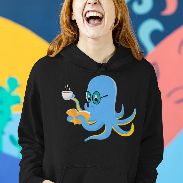 Book Reading Octopus For Bookworms Drinking Coffee Men Women Reading Funny Designs Funny Gifts Women Hoodie Gifts for Her