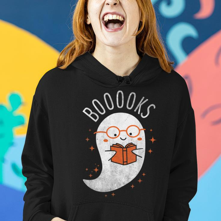 Booooks Ghost Funny Halloween Teacher Book Library Reading Gift For Women Women Hoodie Gifts for Her