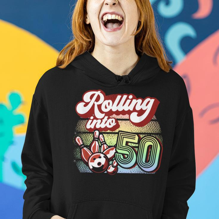 Bowling Party Rolling Into 50 Bowling Birthday Women Hoodie Gifts for Her