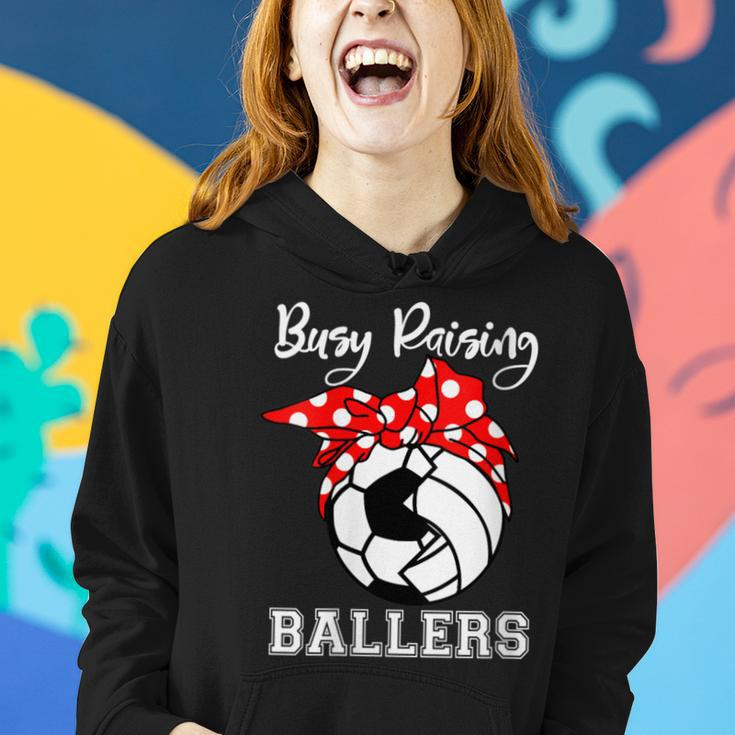 Busy Raising Ballers Soccer Volleyball Mom Women Hoodie Gifts for Her